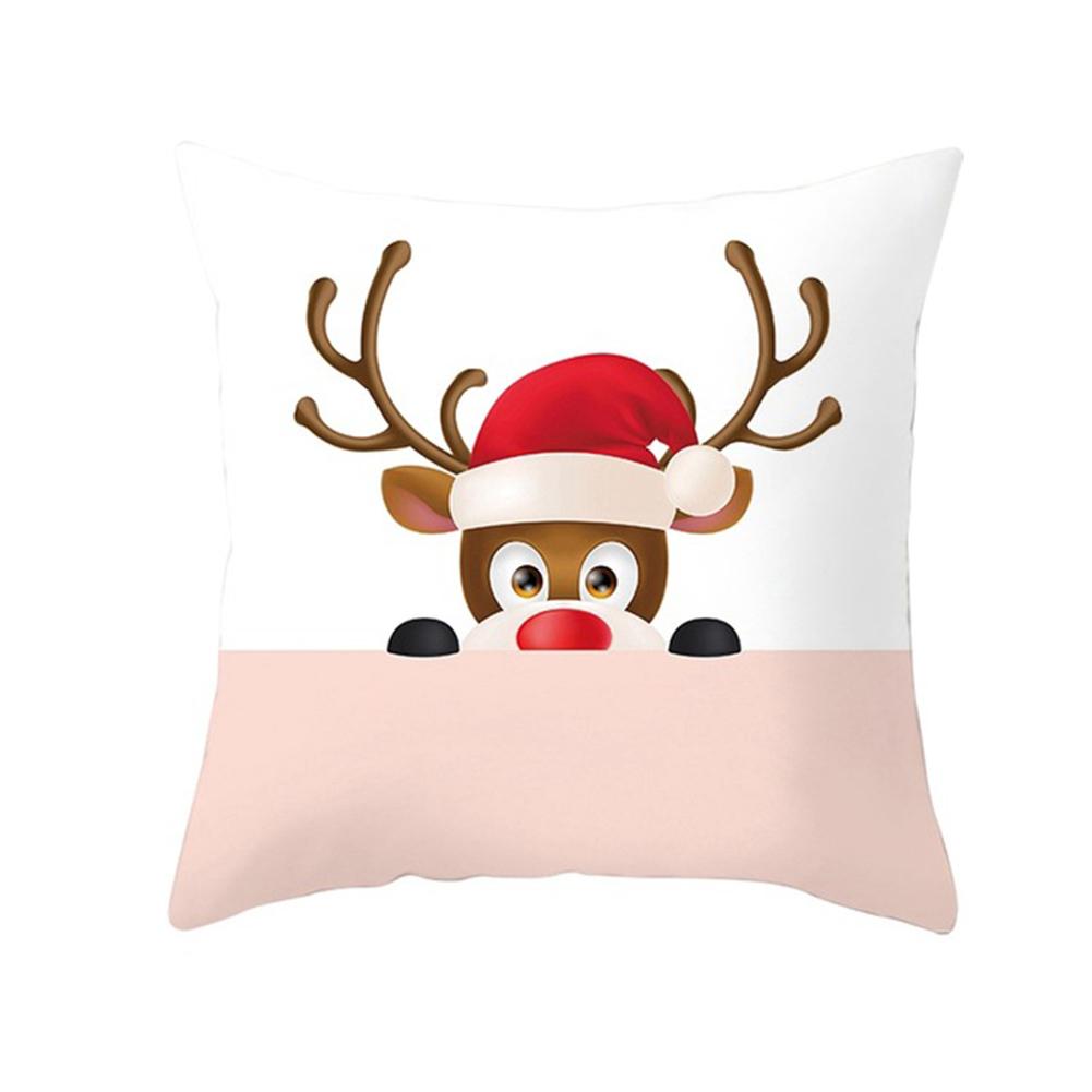 Vánoční Santa Elk Potisk Potah na polštář Domácí Obývací pokoj Pohovka Dekorace do auta Polyester Povlak na polštář 45x45cm