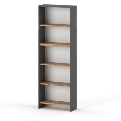 Office Bookcase Gray Oak Wotan 60cm 5 Shelves Loft Toy Shelf