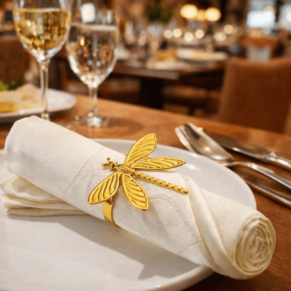 6 Pieces/set Elegant Dragonfly Napkin Rings Minimalist Insect Napkin Buckle  Party Decoration