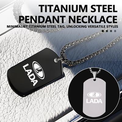 Stainless Steel Car Custom Engraved Necklace Square Pendant Gift For Lada Vesta Granta Largus Vaz Samara Vesta Niva 4X4 2110 LL80