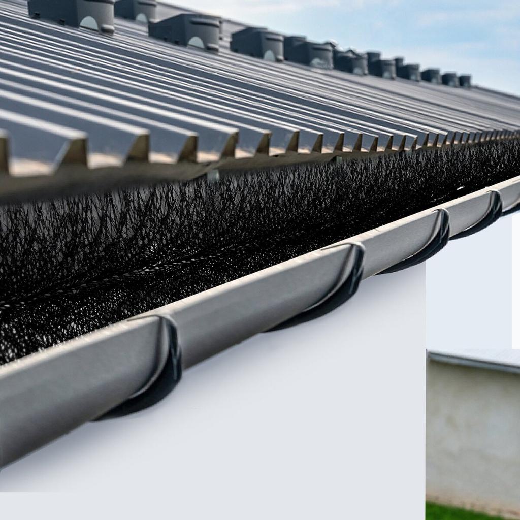 Gutter Guard Brush With 30 FT Length Bristle, 4.33\"(Dia) Gutter Brush Leaf Guard Fit for 5 Inches Gutter, Galvanized Steel Wire Gutter Brush, No