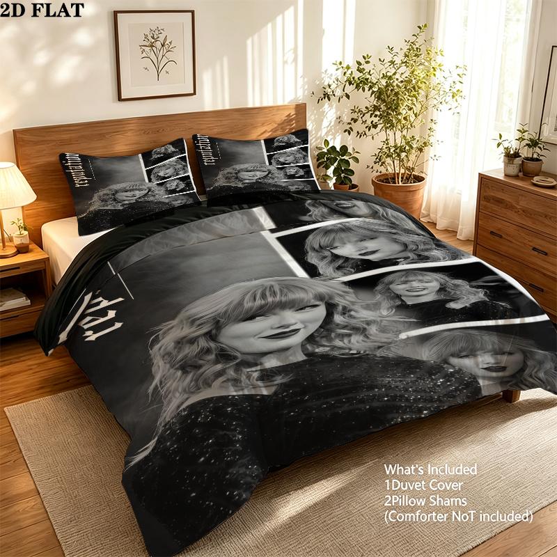 Taylor Swift Bedding Quilt Set Quilt Cover Pillowcase Home Decoration Birthday Gift (1 * duvet cover + 2 * pillowcase, without core)