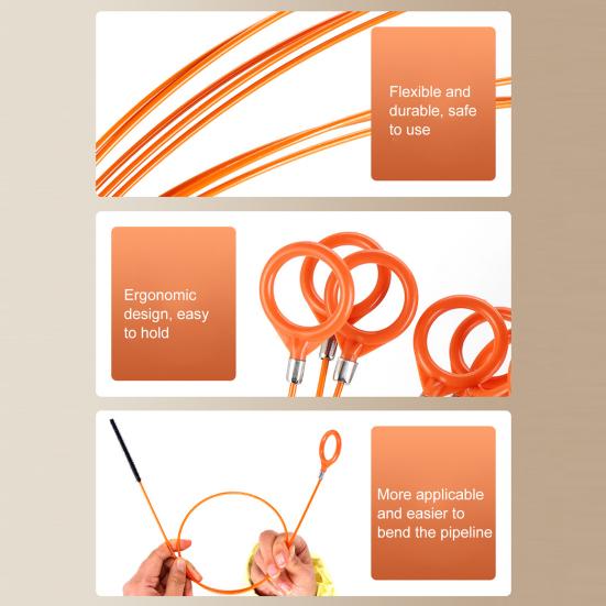 3/5Pcs Sink Dredger Reinforced Hook Tip Break-Proof Wire Rope Hair Clog Remover Long Reach Sink Cleaner