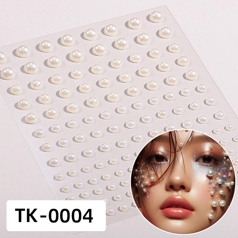 Diamond Sticker Milky White Pure White Pearl Diy Acrylic Crystal Diamond Sticker Eyebrow Stud Face Sticker Beauty Tattoo Sticker
