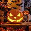 Intricate Cutout Pumpkin Light Halloween Evil Lantern, Large LED Up Jack O Lantern Decor with Integrated for Party Scene, Spooky Outdoor Indoor