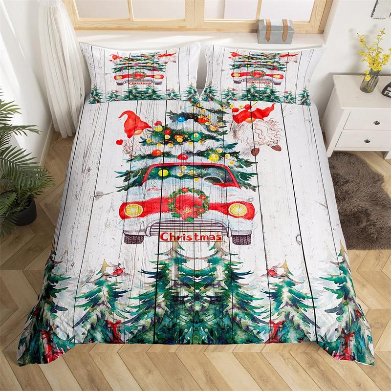 Vánoční povlak na přikrývku Santa Claus Ložní souprava Vánoční Šťastný Nový Rok Dekor Přikrývka Mikrovlákno Přehoz na postel Královská velikost