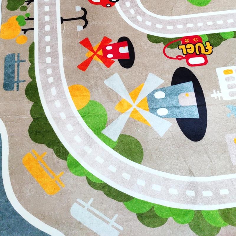 Children Amusement Park Living Room Carpet Thickened Short Velvet Cartoon Road Large Rugs Decor Bedroom Baby Crawling Mat Floor