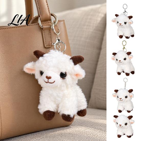 Cute Sheep Keychain Plush Keychain, Soft Stuffed Animal Bag Charm with Metal Ring Polyester Fiber for Backpacks and Keys, Cartoon Lamb Pendant