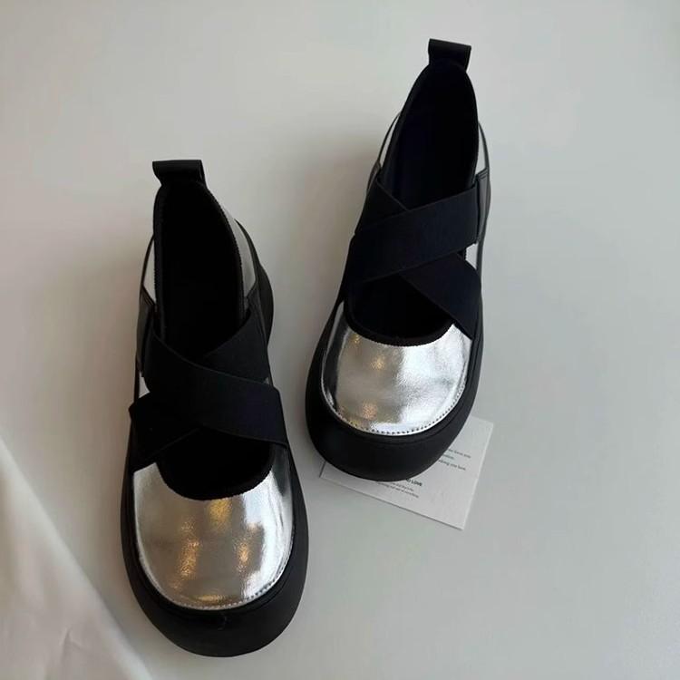 Soft Leather Version~ Silent Platform Sports Style Loafers Women's 2025 New Cross-elastic Mary Jane Shoes Single Shoes