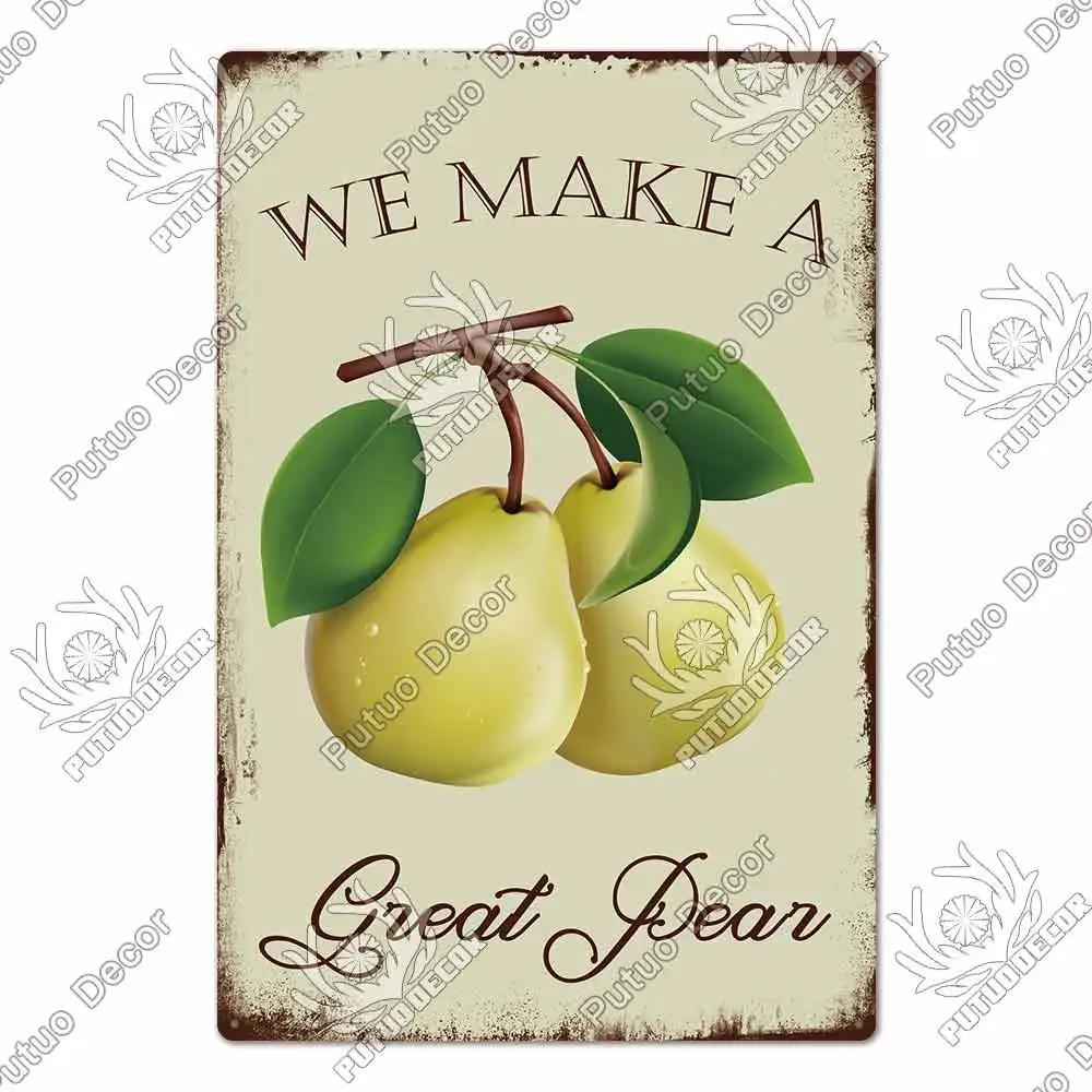 Putuo Decor Fruit Vintage Tin Sign Plaque Metal Plate Retro Wall Art Decoration Living Room Farm Garden Kitchen Iron Painting