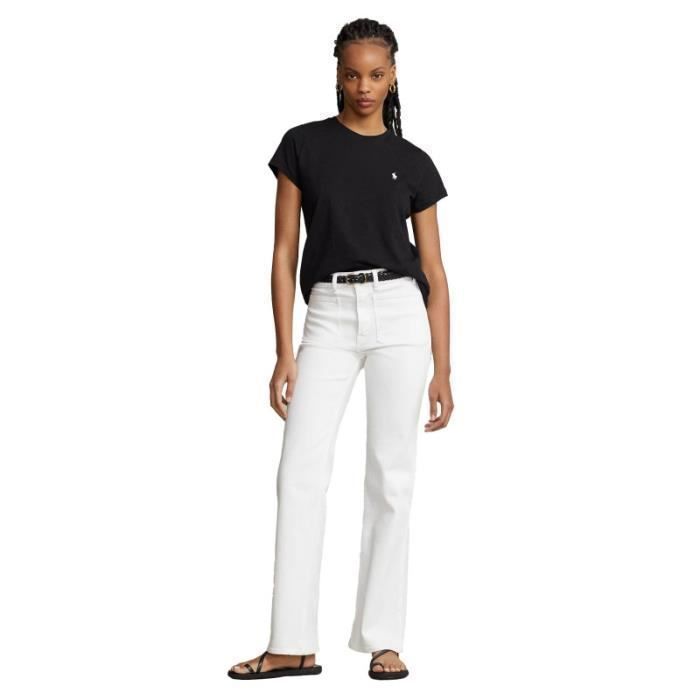 Tee Shirt Femme Ralph Lauren Noir - Col rond &amp; manches courtes - 100% Coton