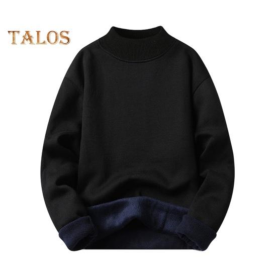 

Мужской свитер осень-зима, толстый плюшевый с подкладкой и полувысоким воротником, однотонный, эластичный, свободный, сохраняющий тепло, для работы, школы, свитер L