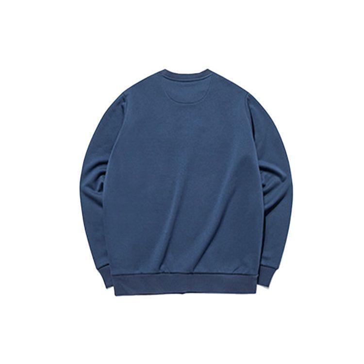 Anta Cartoon Embroidered Fleece Warm Round Neck Sports Sweatshirt Men Sweatshirt Deep-Abyss-Blue 952148708W-3