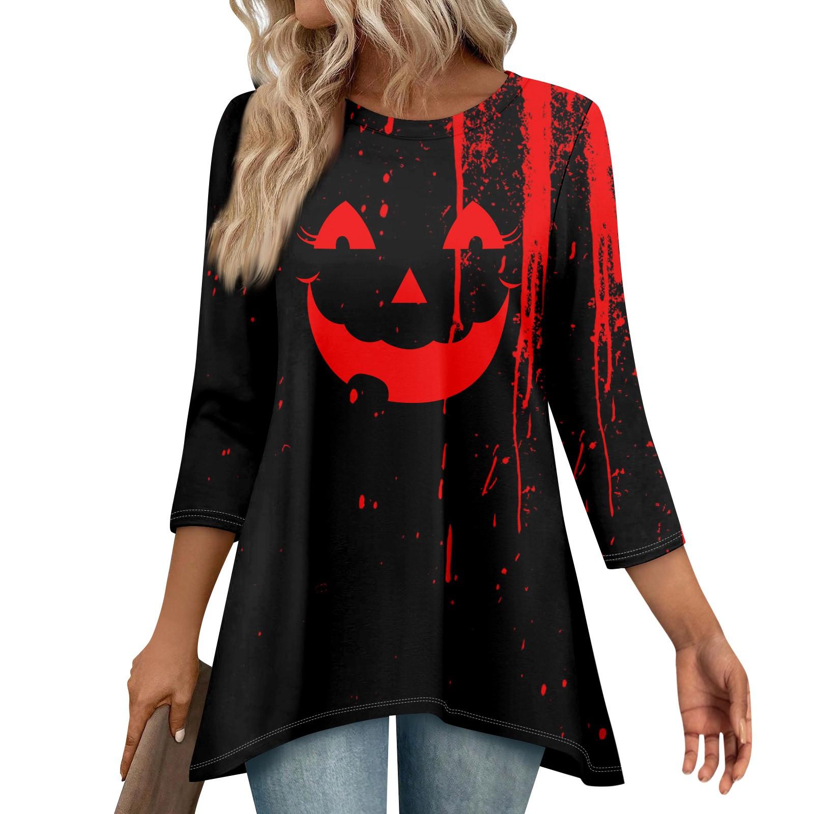 

Туники для женщин Свободного кроя Топы с принтами Рукав 3/4 Женские топы с асимметричным подолом M чёрный