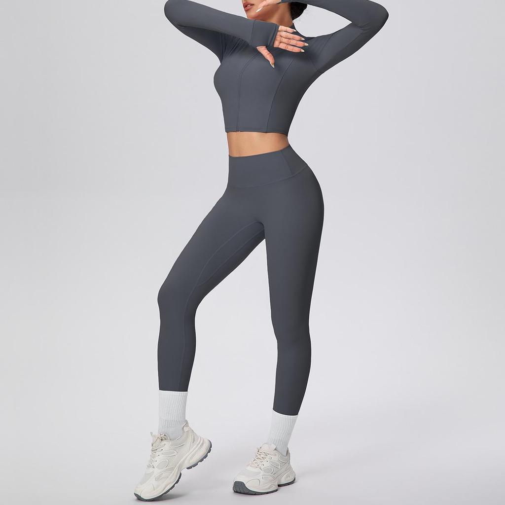 Damen Wolkenartiges Yoga-Anzug-Set: Crop Top & High-Waist Leggings - Schnelltrocknend, Outdoor Laufen & Fitnessbekleidung Zweiteilig