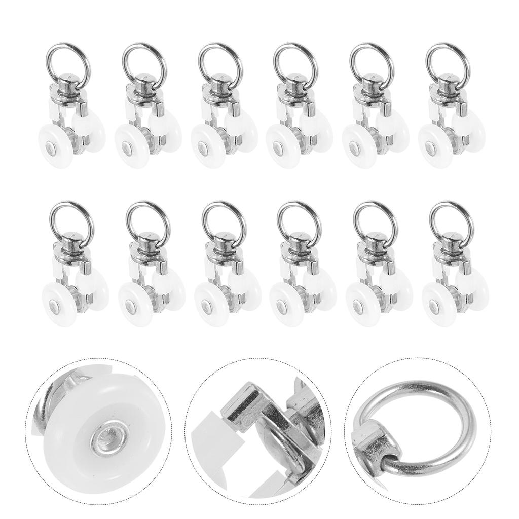 20Pcs Curtain Track Rollers Heavy Duty Twin Wheeled Carriers Smooth Silent Gliding for Window Closet Bedroom Office Drapes