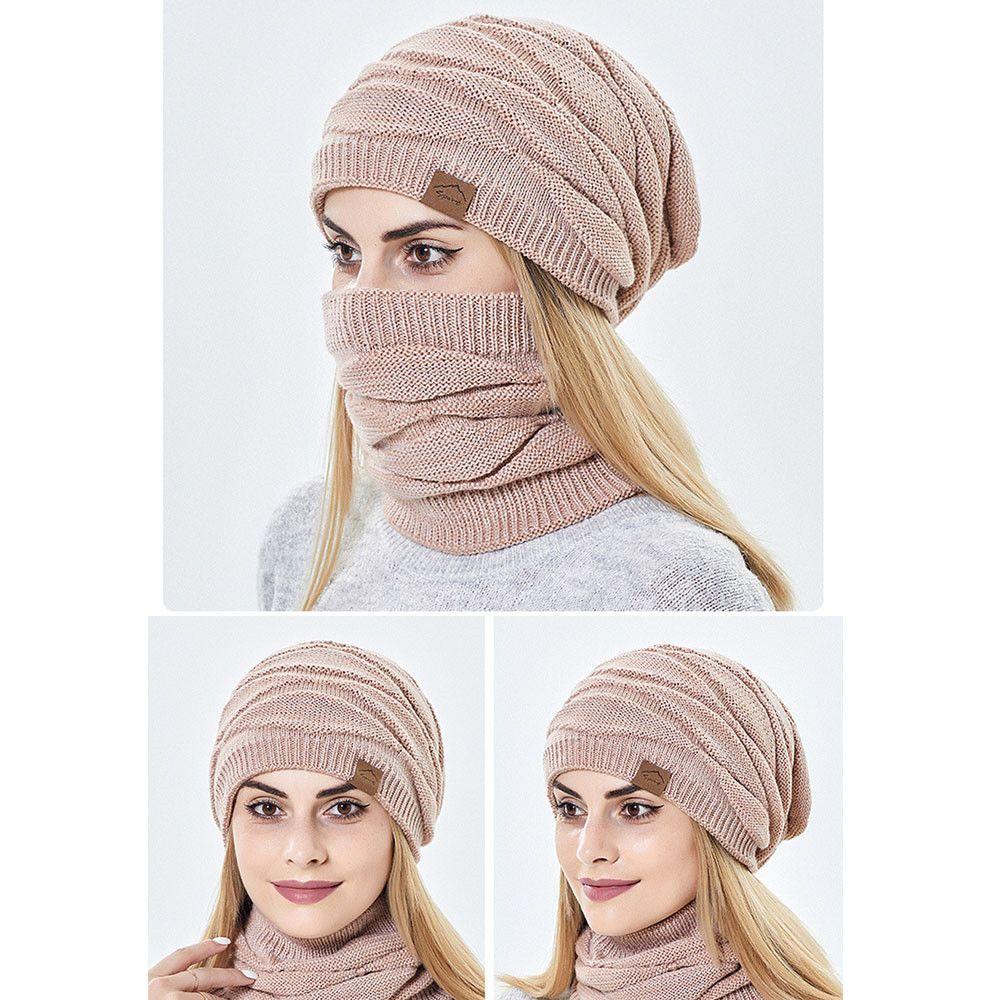 Outdoor Damen Herren Gestrickte Winter Kopfbedeckungen Mützen Kappen Beanie Hüte Schal Set