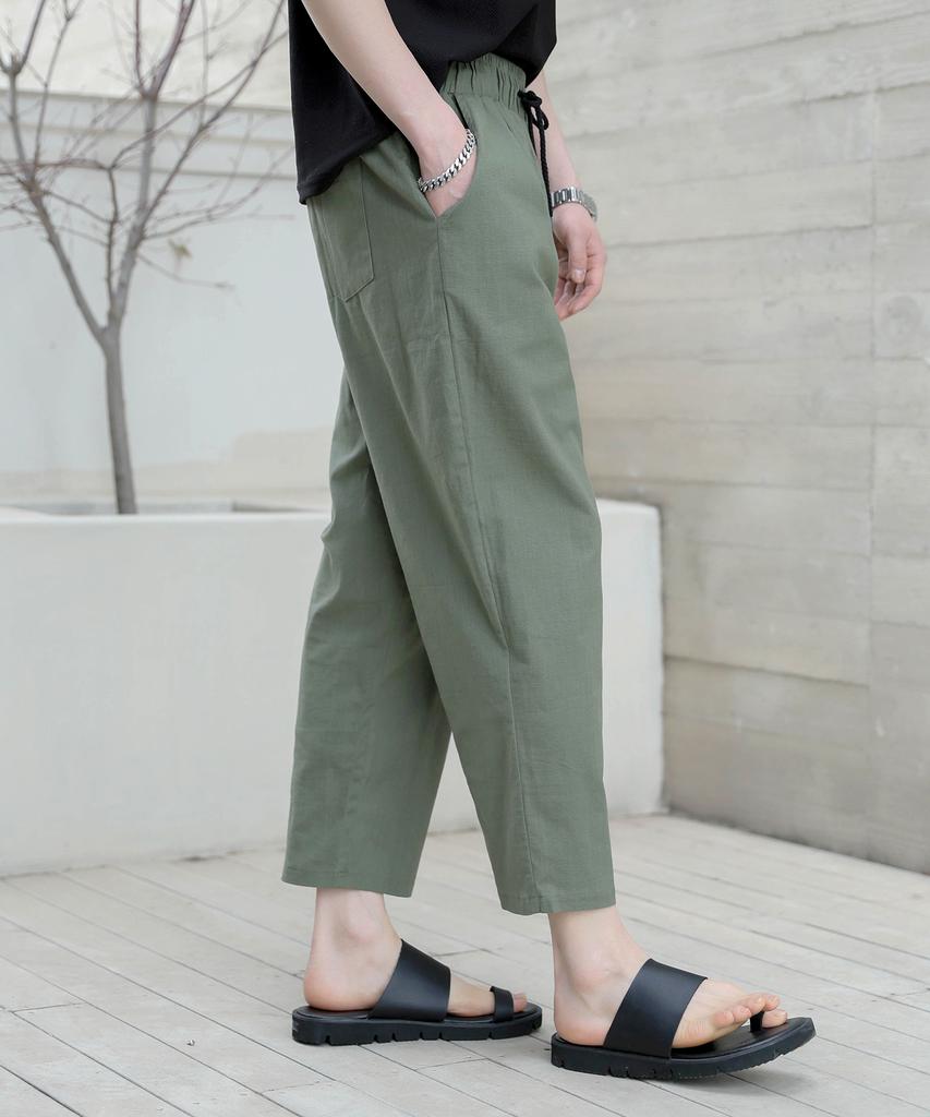 Jikeulib Elastic Waist Spandex Crooked Wide Pants