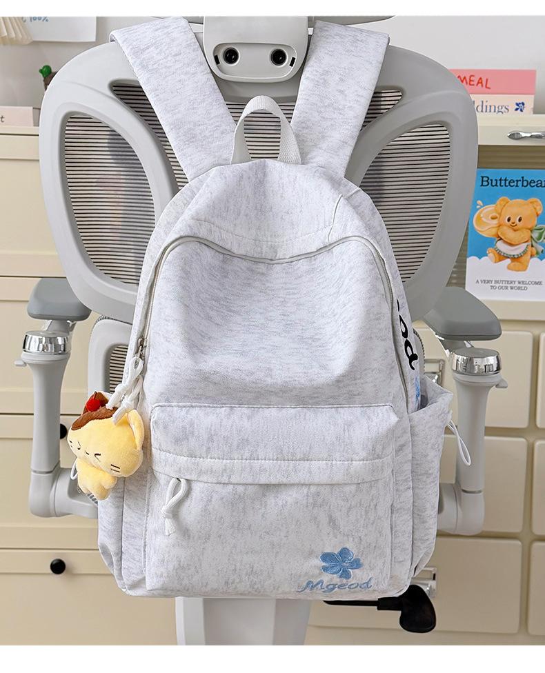 Schoolbag Milk Sweet Youth Vitality Letter Embroidered Backpack Female Junior High School Student School Bag Multi-compartment Casual Versatile 
