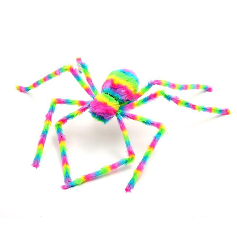 Halloween Plush Spider Decorations With Fake Spiderwebs Haunted House Pranks Party Props Home Outdoor Festive Setup