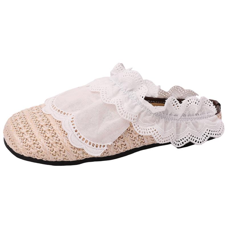 Stylish Simple and Versatile Lace 2025 Summer Lace Bag Head Slippers Female Sweet and Cute New Birkencool Slippers