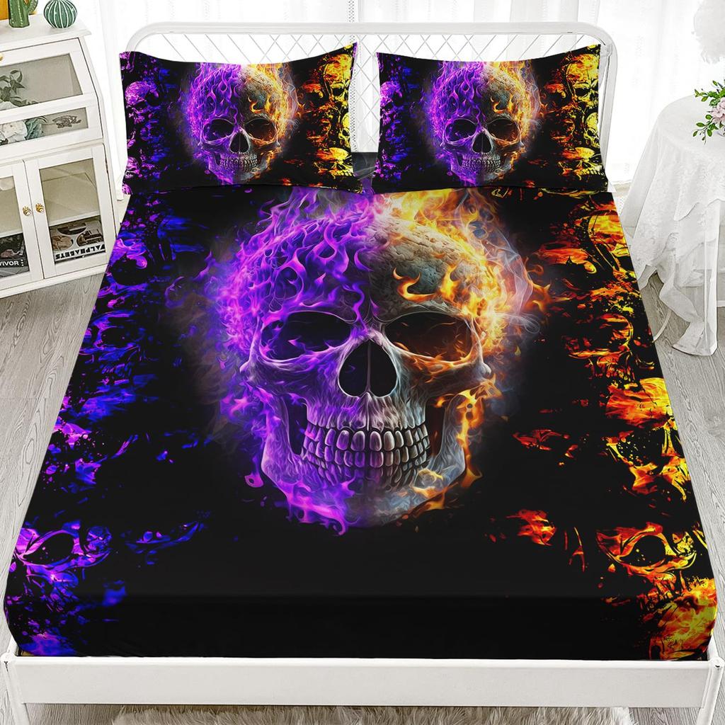 Butterfly Skull Personalized Pattern Mattress Three-Piece Digital Printing Bedding Set Children Adult