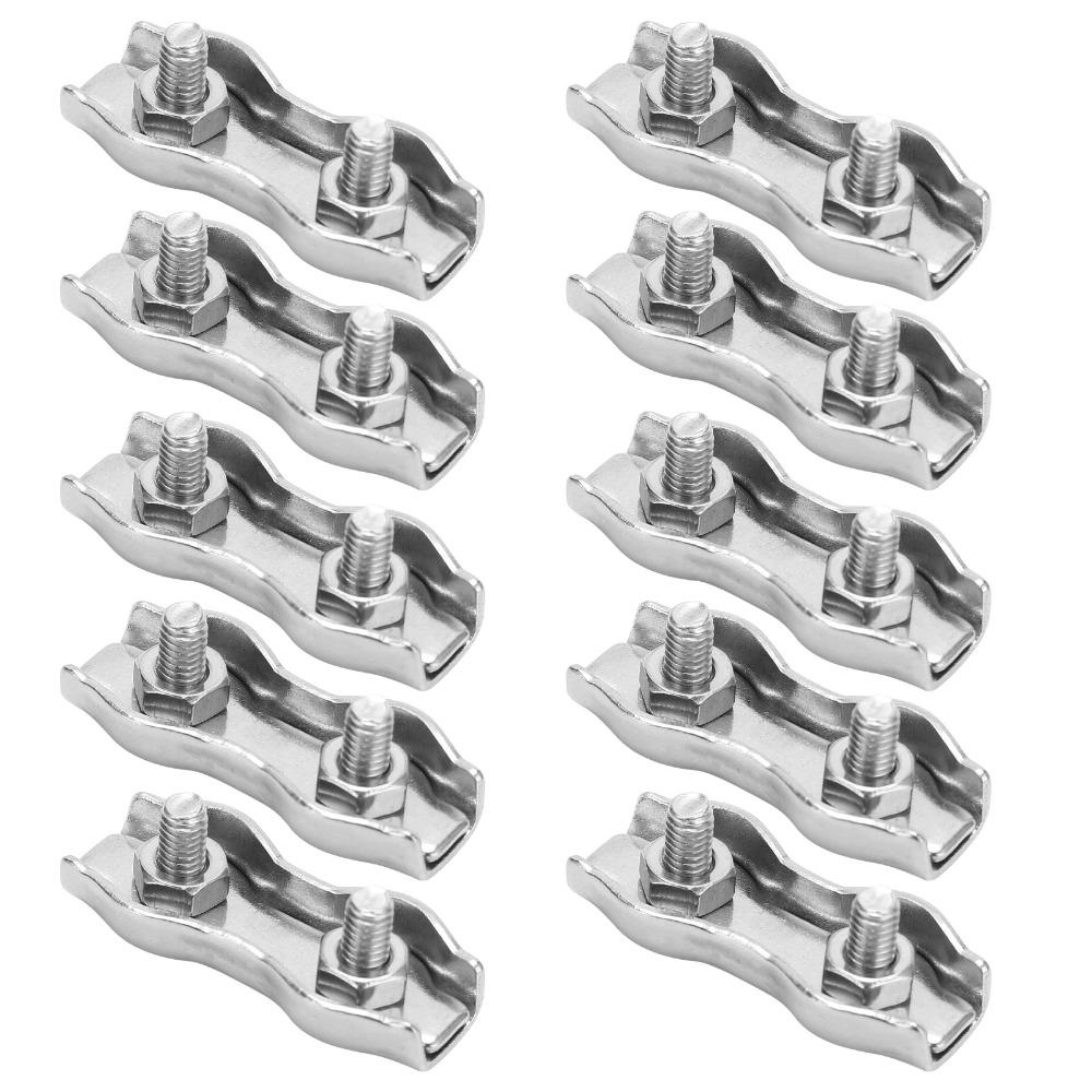 10pcs 304 Stainless Steel Steel Wire Rope Clip Double Grips Double Bolt Wire Clamp Electric Fences