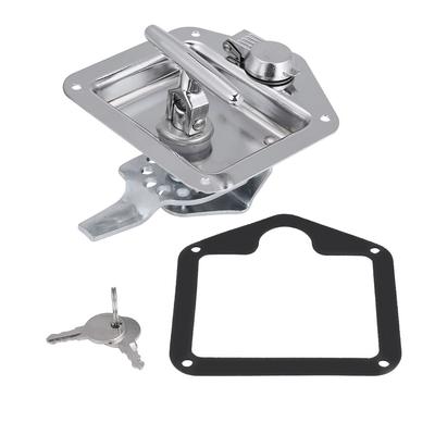 Boîte à outils pliable en acier inoxydable avec poignée en T et serrure, kit de clés pour remorque de camion