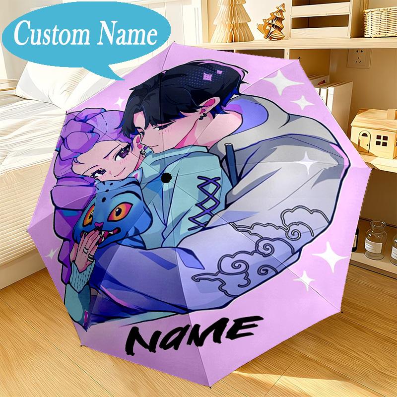 Custom Name Umbrella KPop Cartoon Umbrella 8-Frame for Travel, Camping, Casual Lightweight Portable, Essential for Family Gifts
