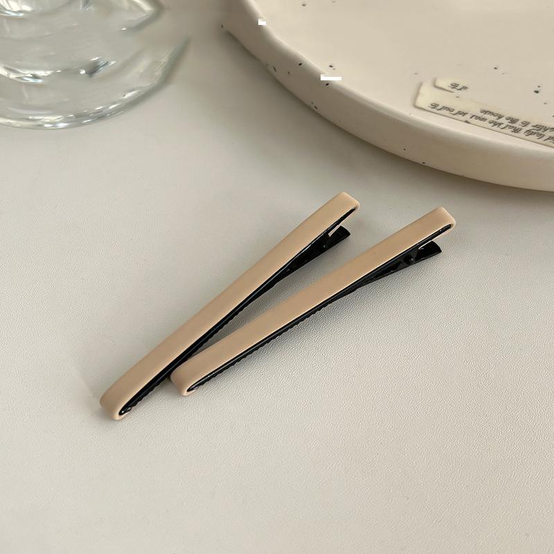 2pc Fashion Advanced Solid PU Hairpin Khaki Style Hair Side Clips for Girls Women Ladies Hair Accessories