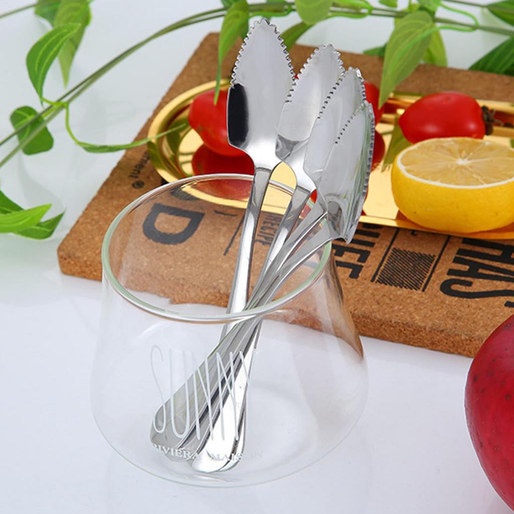 Serrated Grapefruit Spoon Stainless Steel Fruit Scoop & Digging Tool Kitchen Serving Spoon For Breakfast Salad, Avocado Citrus