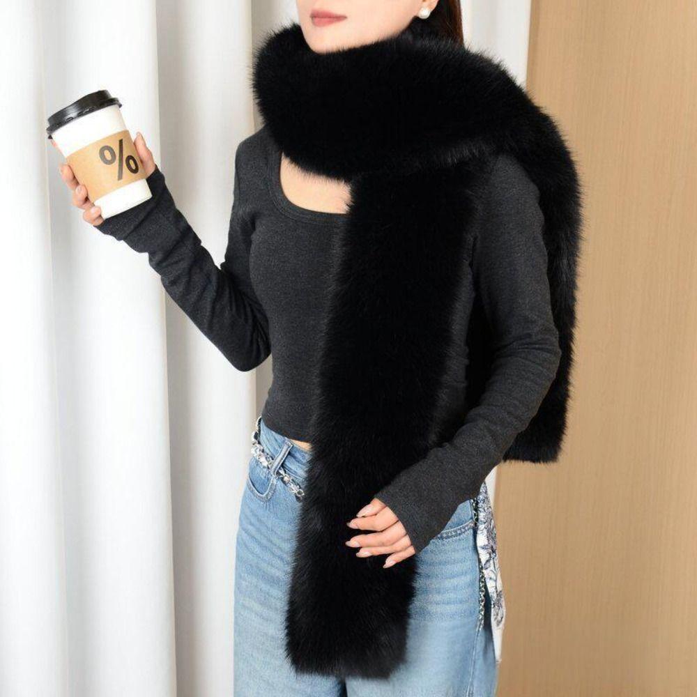 Soft Thick Long Strip Scarf 180cm Fake Fur Long Scarf Fur Decor Luxury Wraps Shawl Party