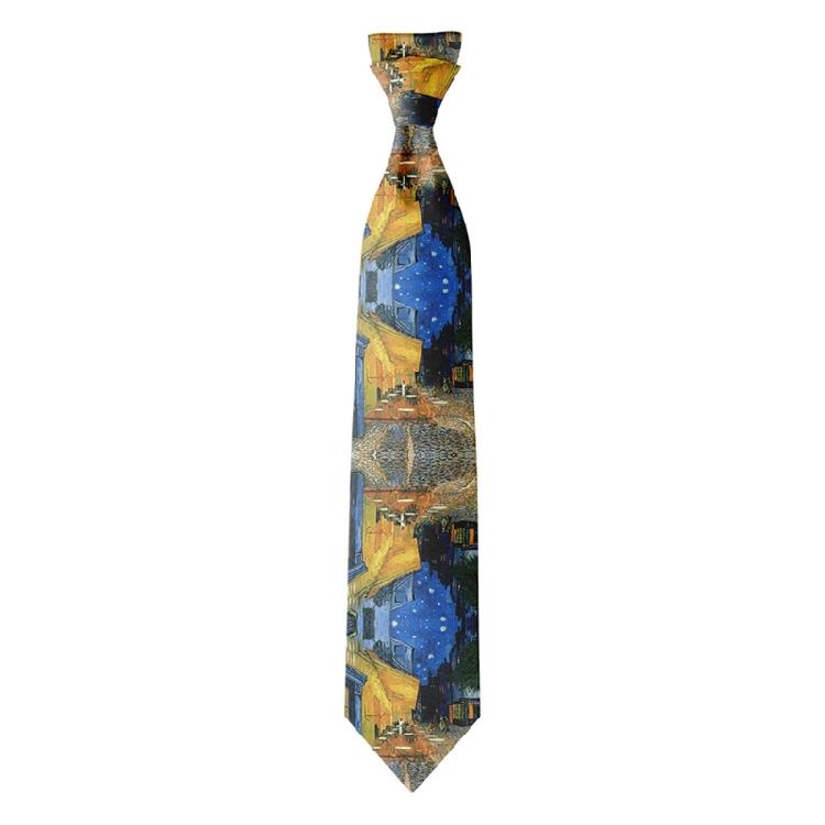 Fashionable Vintage  Oil Painting Print Tie For Men and Women Silk Fabric Comfortable Long Tie 13 Unique Patterns
