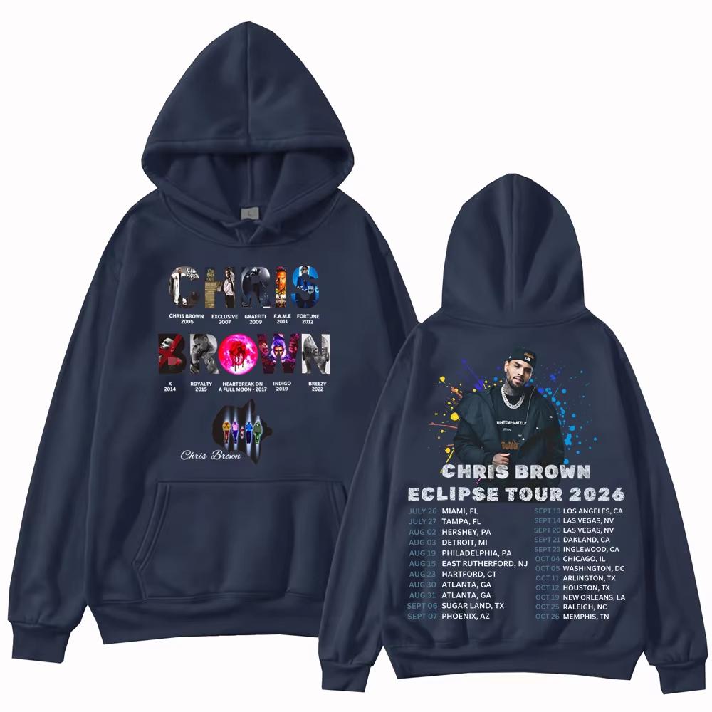 2026 Chris-Brown Eclipse Tour Hoodie Man Woman Harajuku Long Sleeve Pullover Tops Soft Cotton Sweatshirt Loose Cozy and Versatile