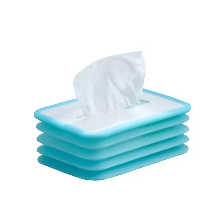 

Silicone Foldable Tissue Box Cover, Tissue Holder Dispenser For Facial Tissue, Tissue Holder For Home Office Countertops