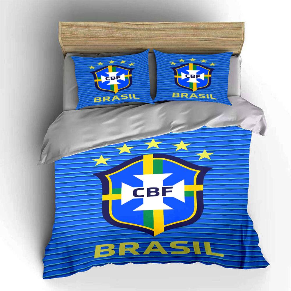 Set Biancheria da Letto Brasile CBF Blu Copripiumino Copripiumino Federe (1 * Copripiumino 2 * Federe, senza piumino)