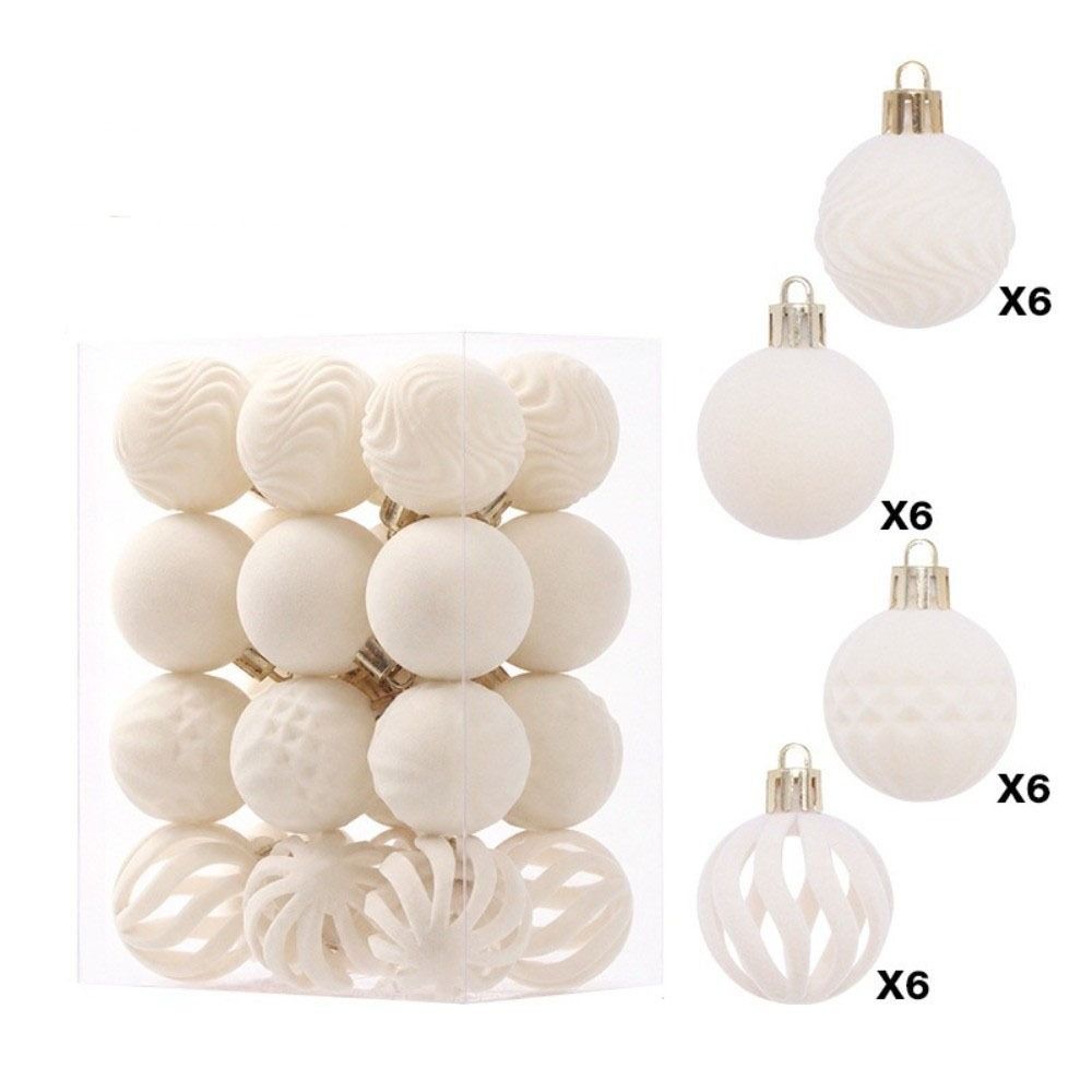 24pcs/Set Sparkling Christmas Spheres 4CM Xmas Window Decor Christmas Tree Props Festive Decoration