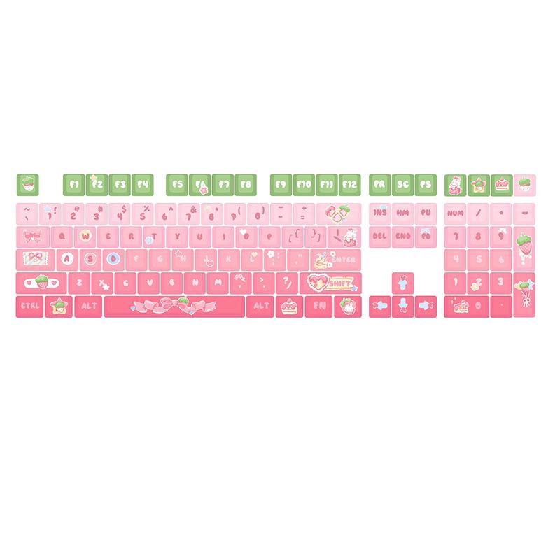 Strawberry Gradient PBT Keycaps: Custom Cute Dye-Sublimated Mechanical Keyboard Set