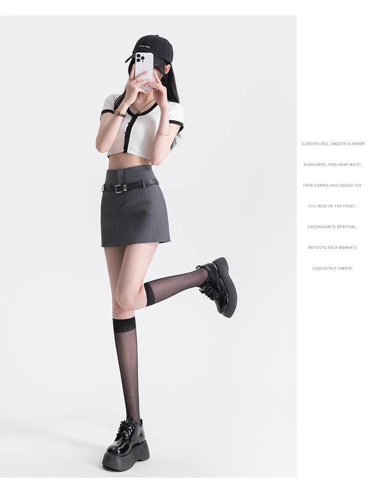 American Spicy Black Sexy High-Waist A-Line Midi Skirt for Plus Size Women