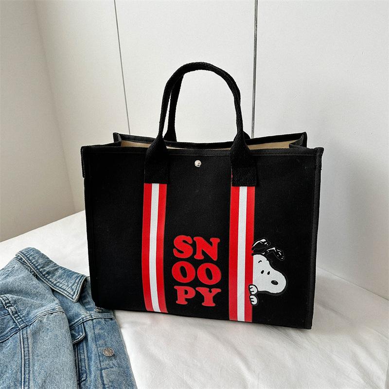 New large-capacity canvas bag female cartoon Snoopy printed shoulder bag tote bag student multi-functional tote bag