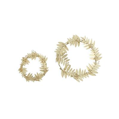 Shesay Tin Leaf Wreath Christmas Door Wreath Small Ornament, Display, Gold, (12cm Diameter)