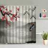 Chinese Style Ink Painting Shower Curtain Landscape Flower Tree Plant Boat Plum Living Room Background Wall Bathroom Screen Hook