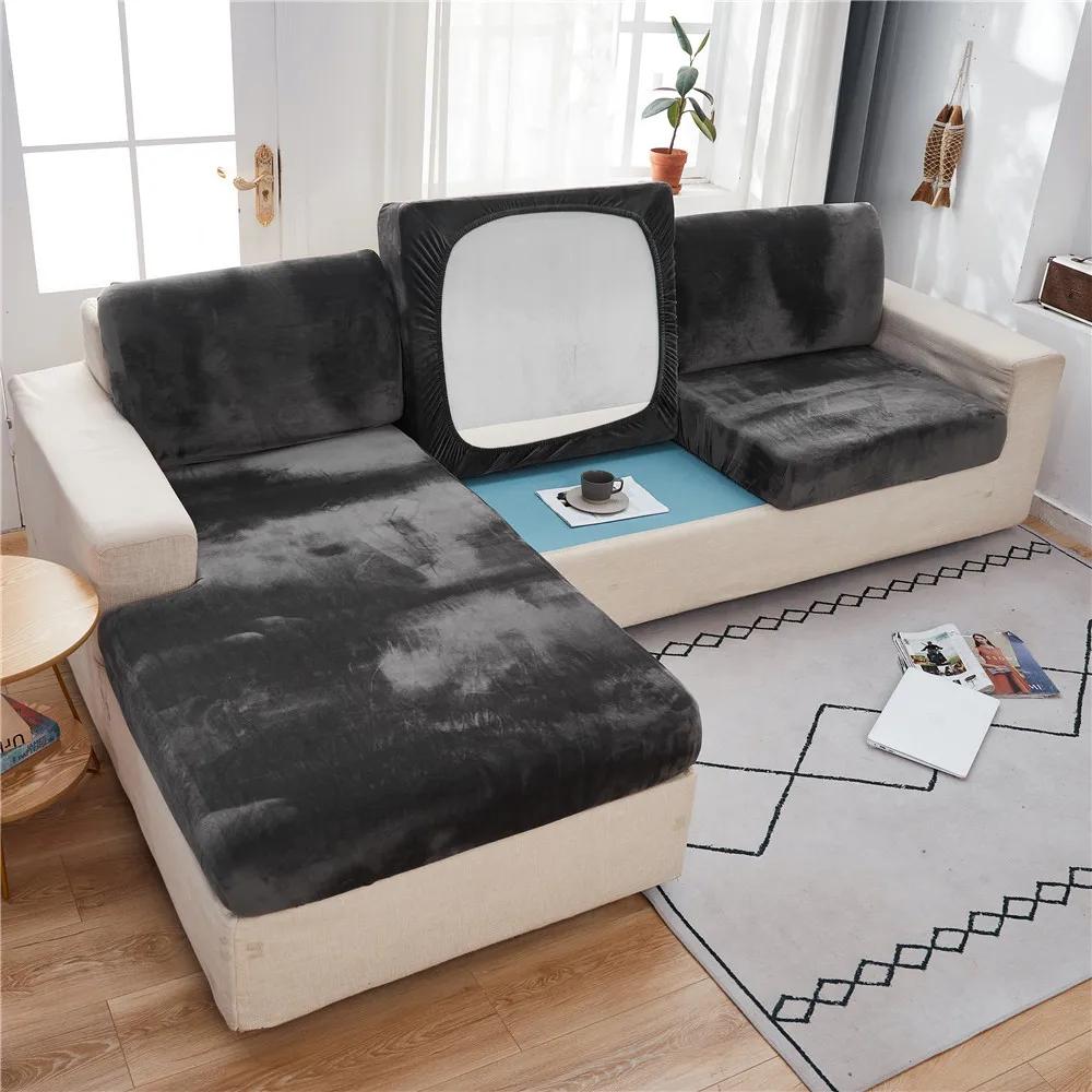 European Soft Plush Sofa Cushion Cover All-inclusive High Elastic Coral Fleece Universal Slipcover 1/2/3 Seater Couch Covers
