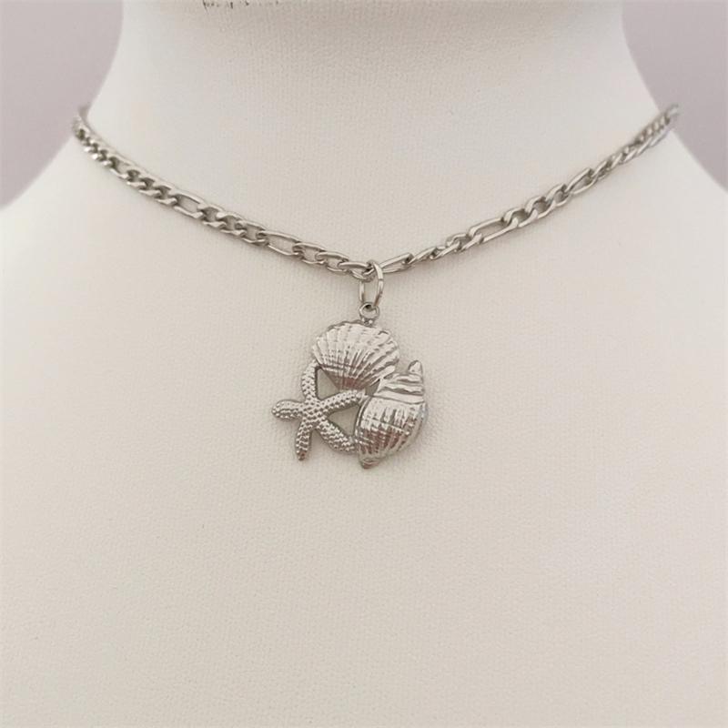 Gold and Silver Plated Necklace with Intricate Sea Shell Starfish Designs Perfect for Summer Parties and Daily Wear