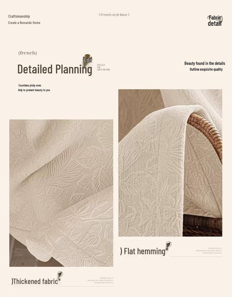 Tende oscuranti in ciniglia 2026: Jacquard Rose Crema Francese con Pizzo - Lussuoso Arredo Camera da Letto