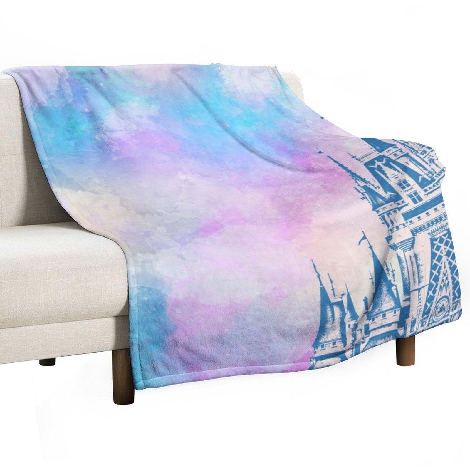 

Magic Castle Watercolor III Throw Blanket heavy to sleep Soft Plush Plaid Flannel Fabric Winter beds Blankets 30x40in