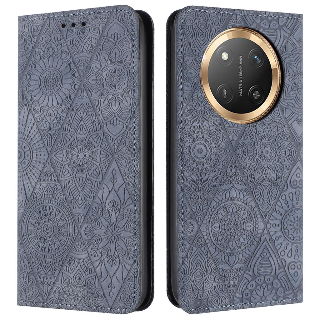 Wallet Case for Honor X60 Pro 5G/X9c 5G/Magic7 Lite 5G Imprinted Flower Stand Leather Phone Cover