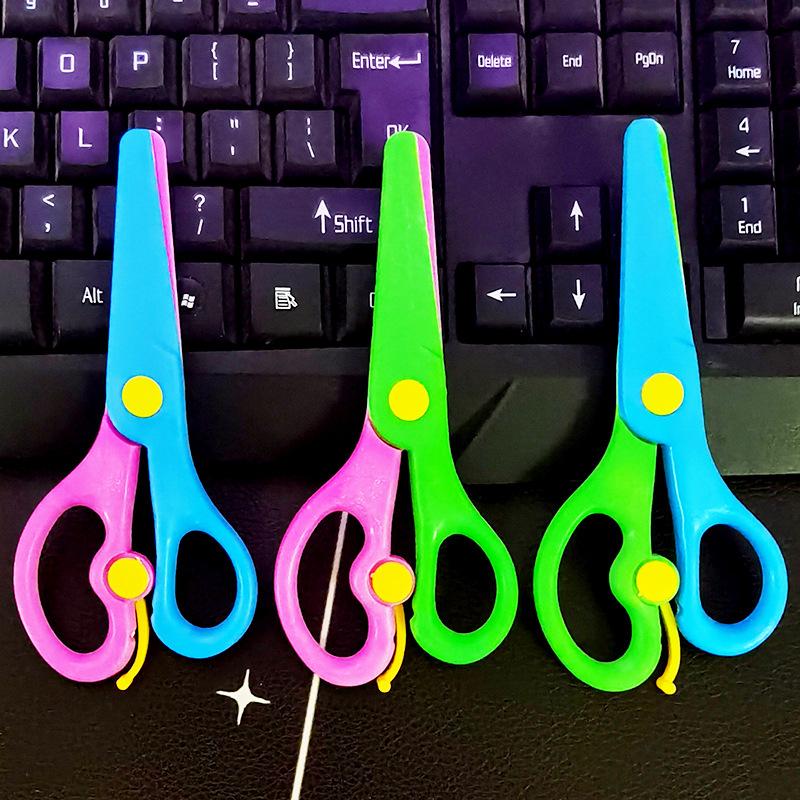 Children's students cut labor-saving elastic safety small scissors DIY handmade art stationery kindergarten plastic handmade scissors