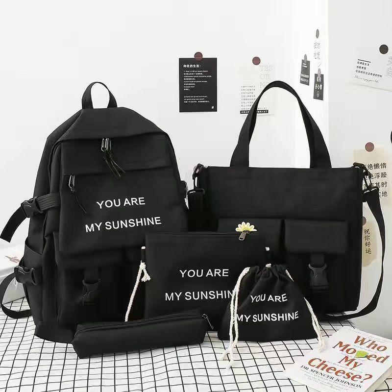 Girl Large Capacity Backpack Set Nylon Lightweight Elementary School Bag for School Start Season Multipurpose Handbag