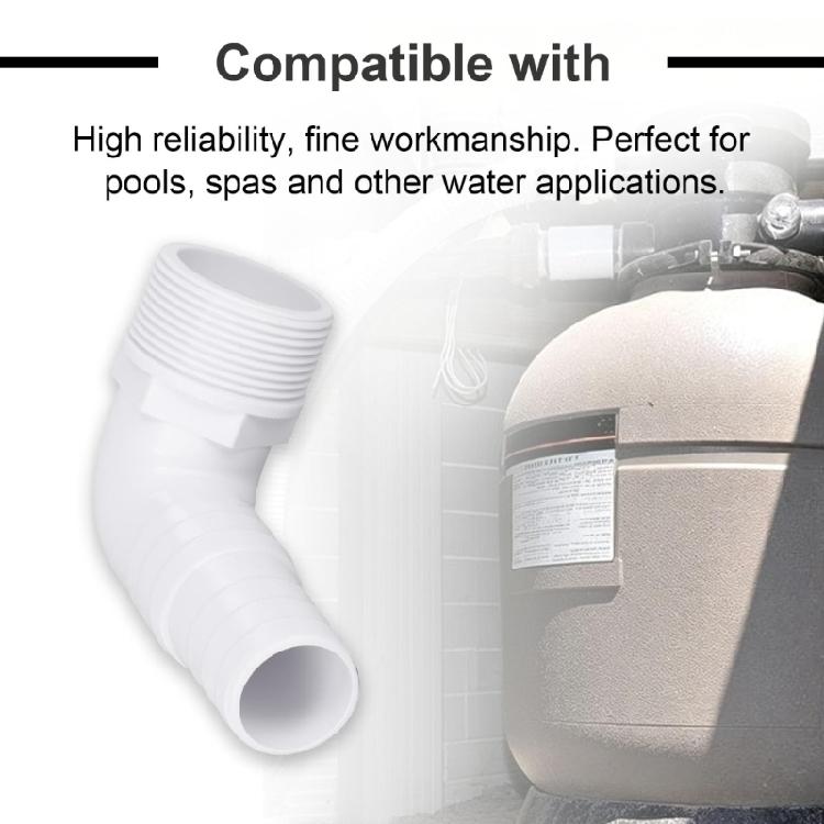 2pcs 90 Degree Plastic Elbow Connector Swimming Pool Pipe Fitting Equipment Corner Adapter for Standard 1 1/2 Inch Pool Hose And Pipe